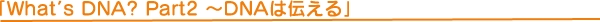 「What's DNA？ Part2 ～DNAは伝える」